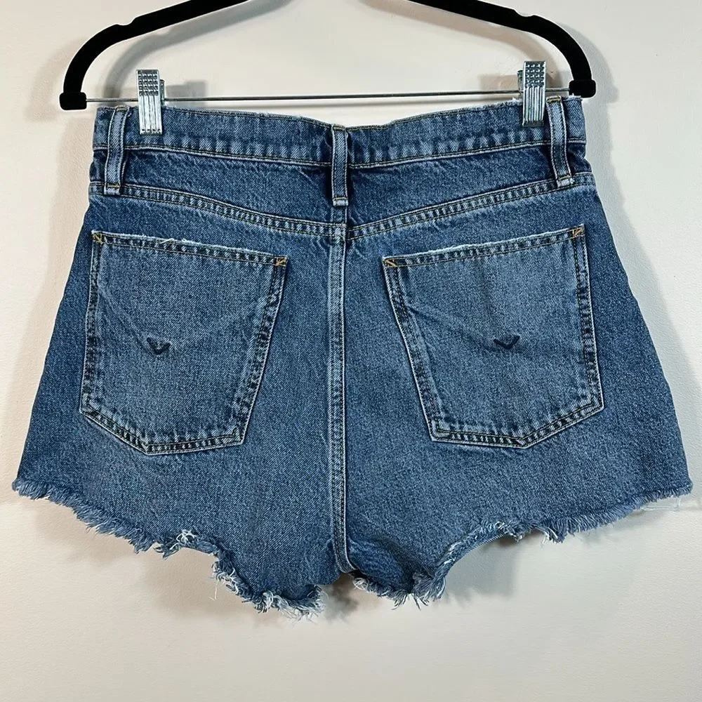 Hudson Jean Denim Cara Classic Shorts Raw Hem Button Fly 100% Cotton Size 29